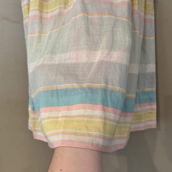 Vintage Linen Silk Skirt‎ Set Women XS Pastel Stripe Anne Crimmins Umi Coastal - Picture 8 of 15